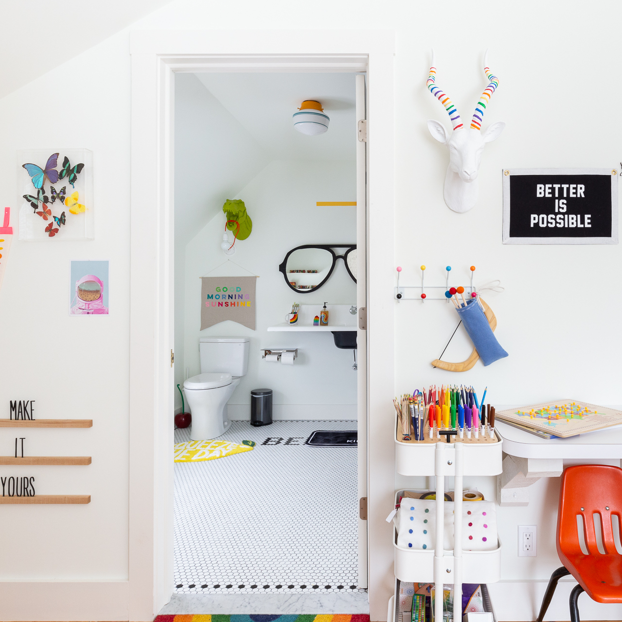 Primary Schoolhouse Flush Mount Light | Photo Courtesy of Lara Anderson (@3nutshells) and Dwelling Photography (@dwellingphotography)